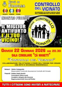 Locandina incontro del 22 gennaio 2026 Controllo di Vicinato